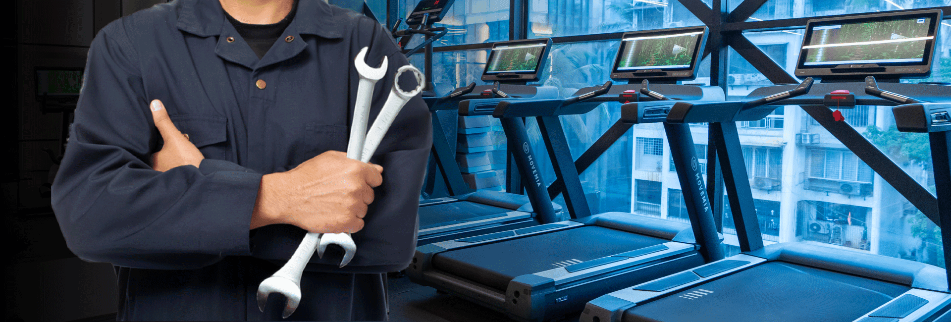 Aspire Fitech technicians servicing commercial gym equipment